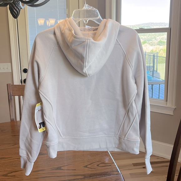 Comfy Scuba Neck Half Zip Beige Hoodie with Front Pocket - Picture 5 of 12